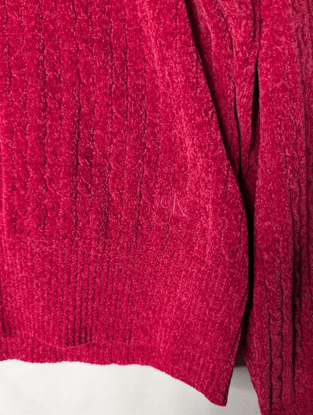 Calvin Klein Womens Red Chenille‎ Knit Crewneck Sweater Size M - Picture 2 of 8